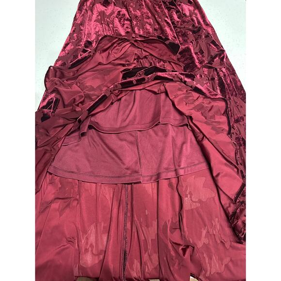 Calvin Klein Women’s Velvet Floral Burnout Faux Wrap Midi Dress Maroon 16 Party - Picture 6 of 14